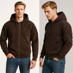 Y2K Marithé + François Girbaud Sample Brown Deconstructed Zip Hoodie L Rare